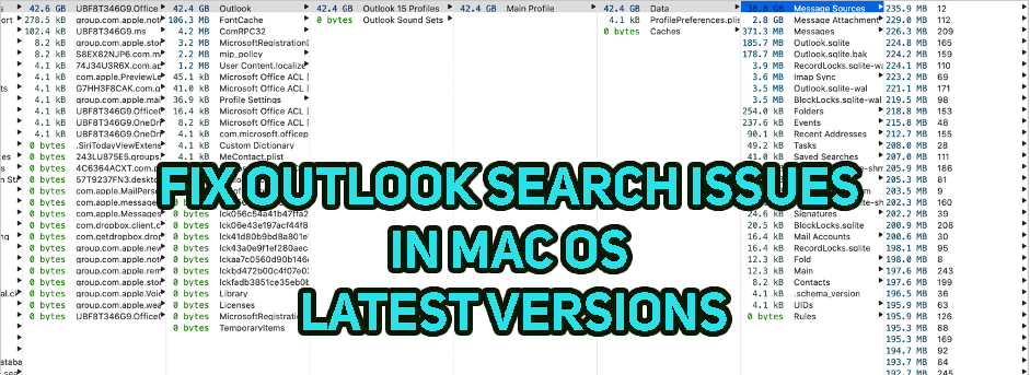 search not updating outlook for mac 2016
